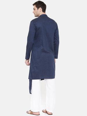 blue cotton asymmetric kurta - 15731652 - Standard Image - 3