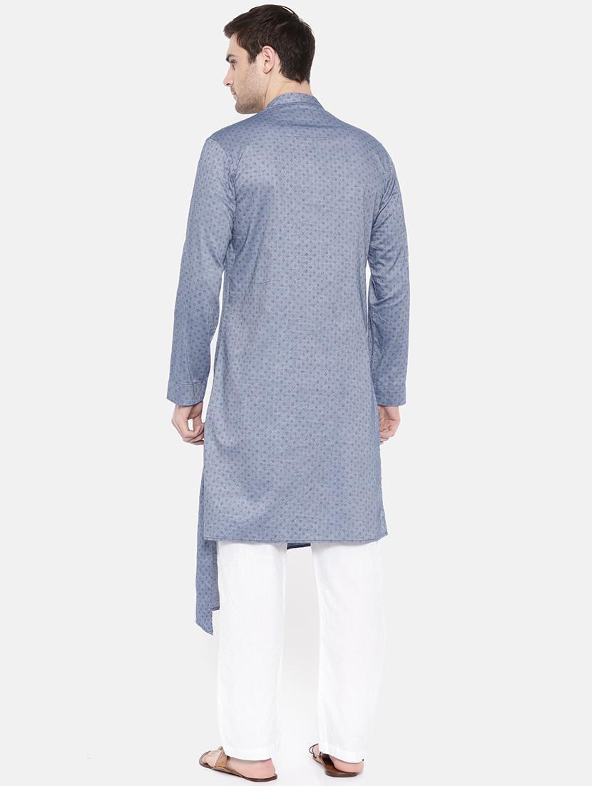 blue cotton asymmetric kurta - 15731653 - Zoom Image - 3