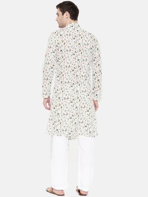 white cotton asymmetric kurta - 15731656 - Standard Image - 3