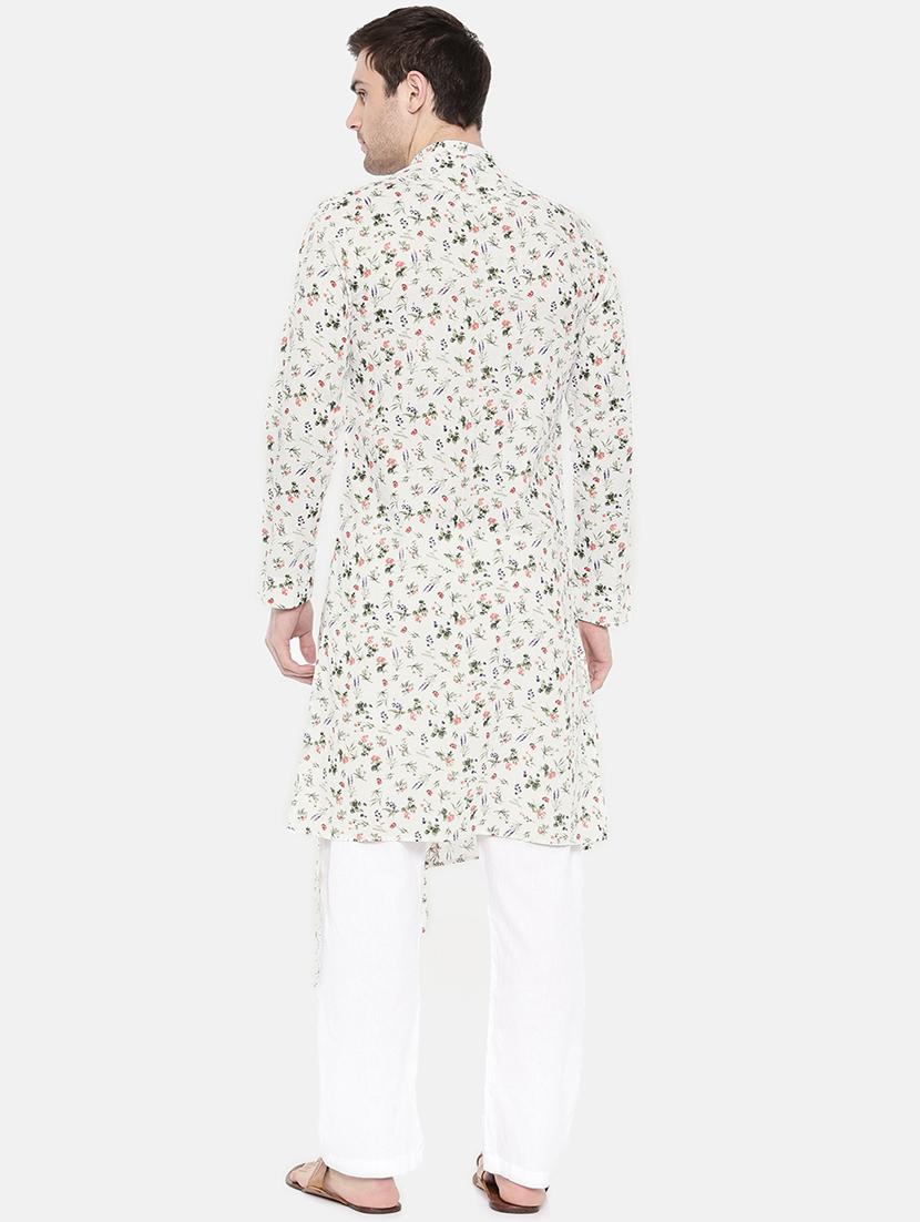 white cotton asymmetric kurta - 15731656 - Zoom Image - 3