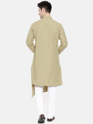 brown cotton asymmetric kurta - 15731658 - Standard Image - 3