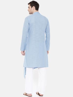 blue cotton asymmetric kurta - 15731666 - Standard Image - 3