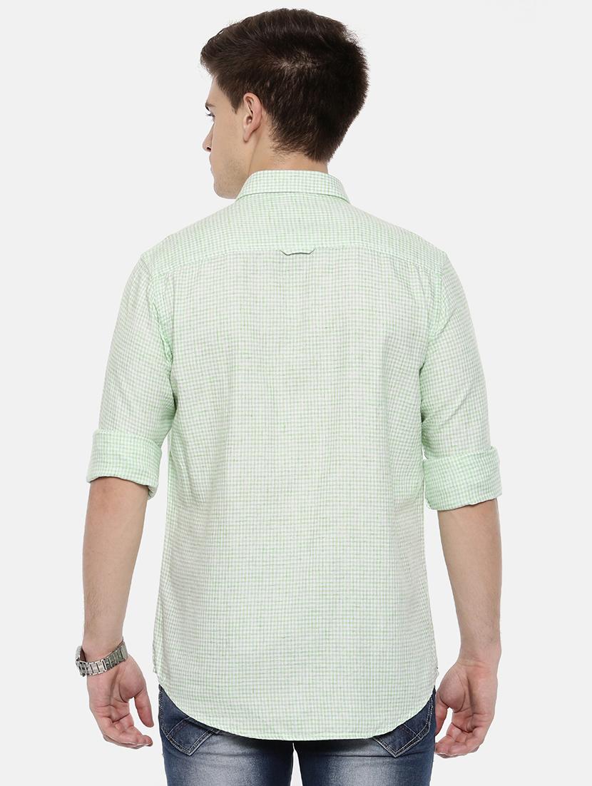 green linen casual shirt - 15731791 - Zoom Image - 3