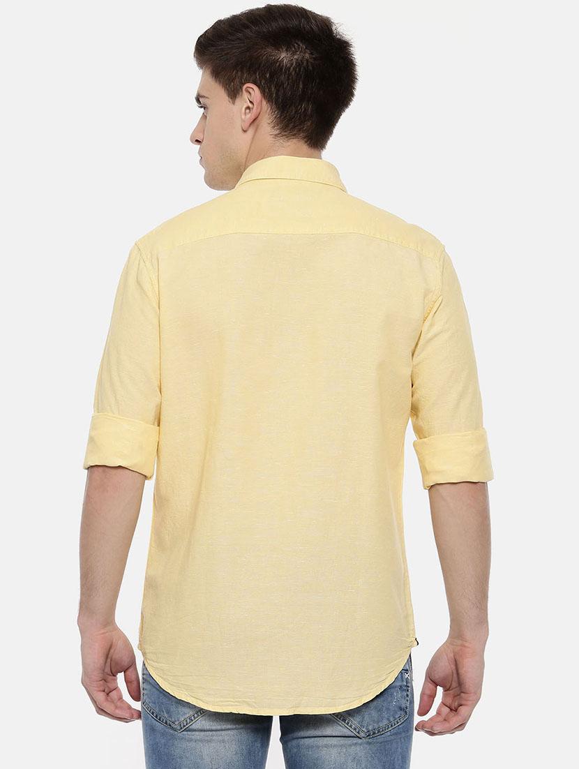 yellow cotton casual shirt - 15731793 - Zoom Image - 3