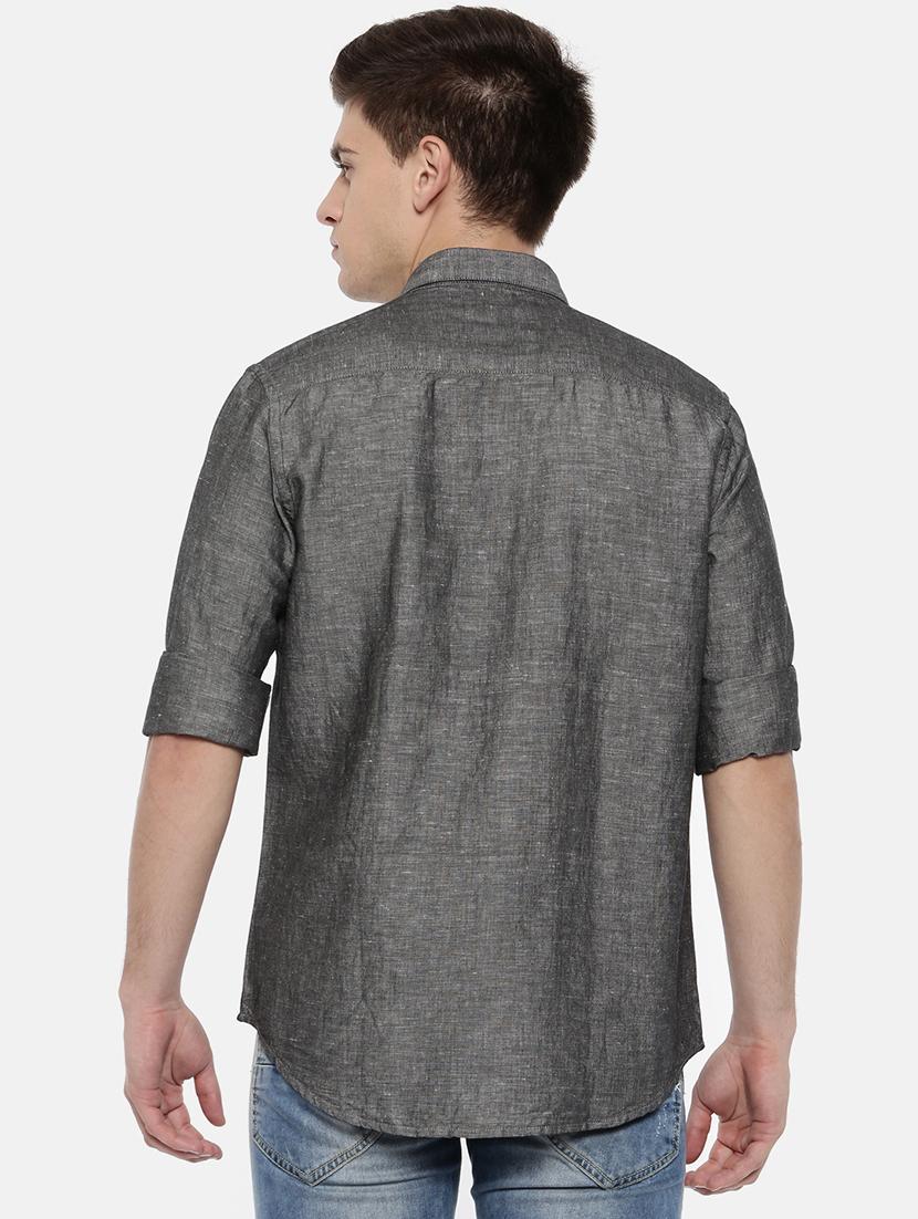 grey linen casual shirt - 15731802 - Zoom Image - 3