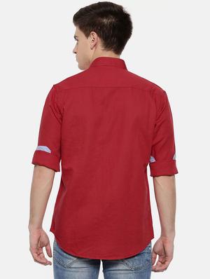 red linen casual shirt - 15731805 - Standard Image - 3
