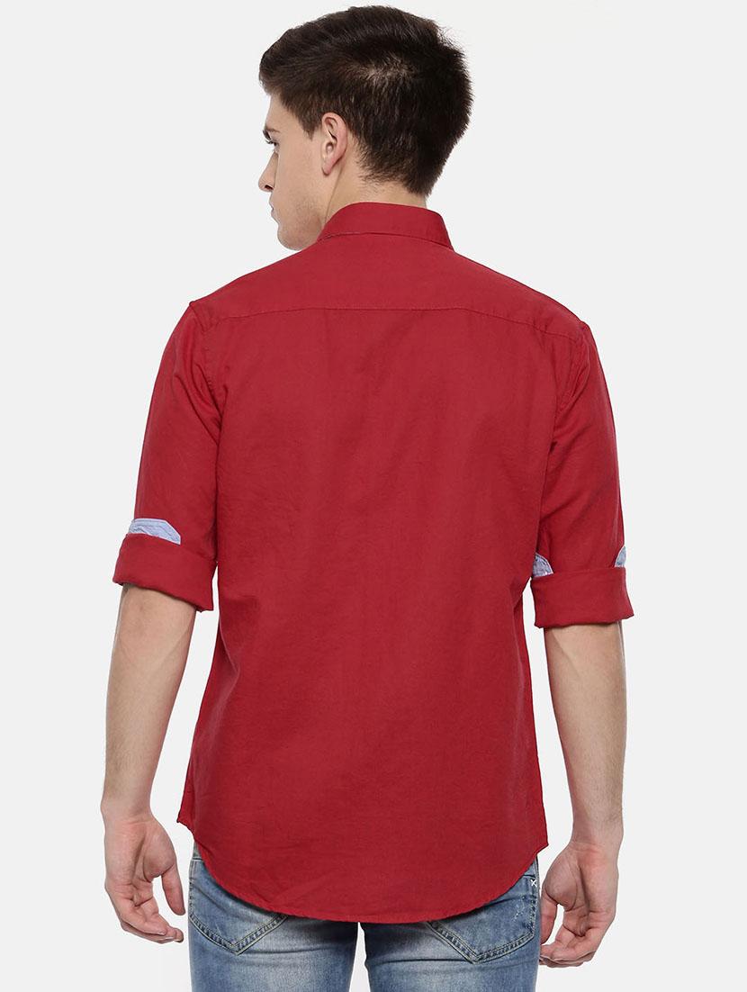 red linen casual shirt - 15731805 - Zoom Image - 3