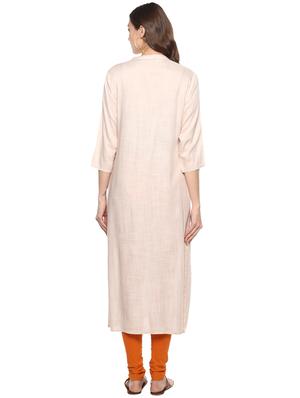 Pink solid straight kurta - 15732980 - Standard Image - 3