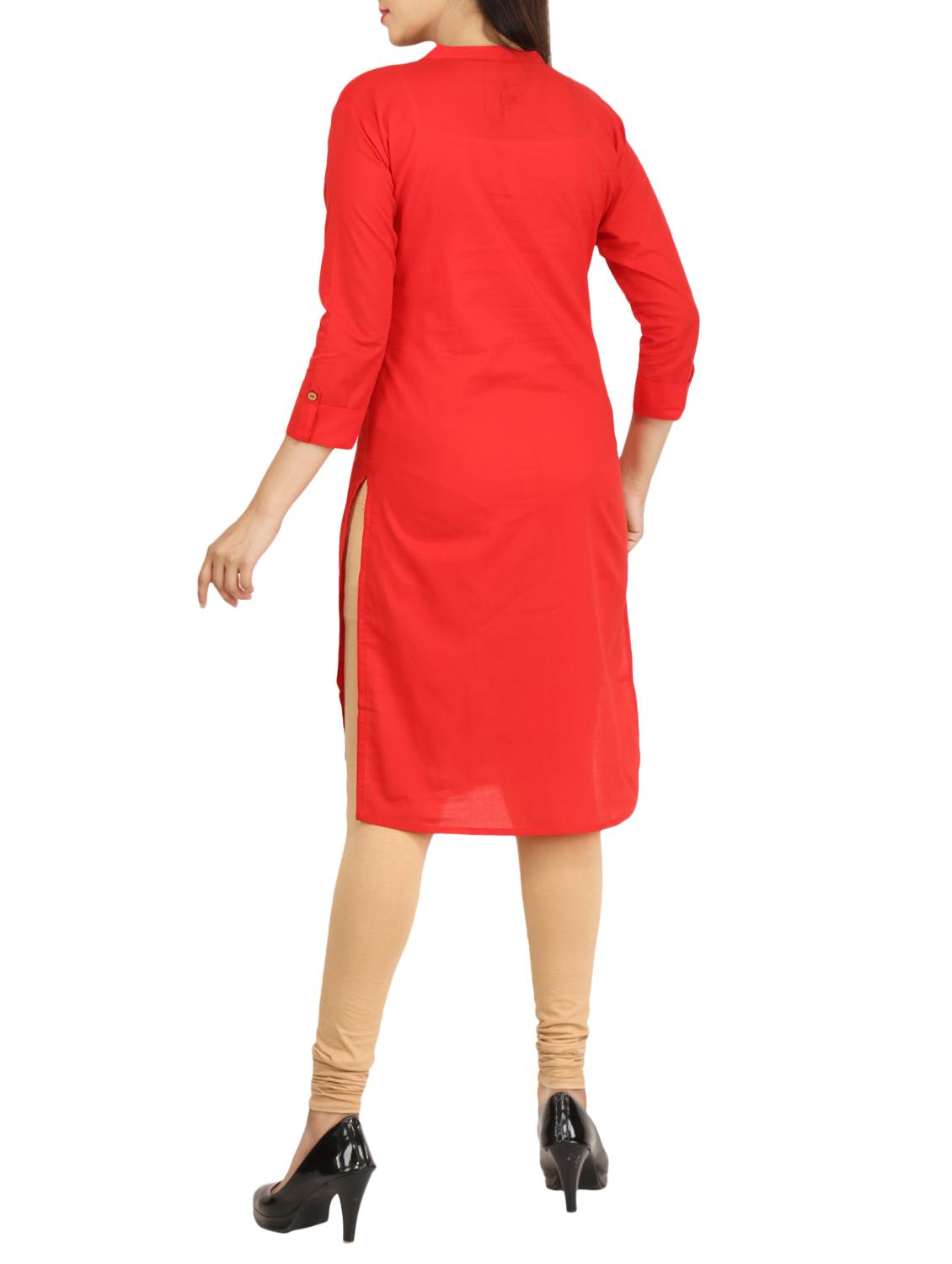 Straight solid kurta - 15733078 - Zoom Image - 3
