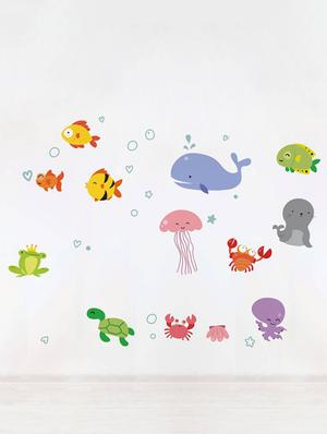 Rawpockets Wall Decals ' Kids Room : Under Water Aquarium ' Wall stickers (PVC Vinyl) Multicolour - 15733862 - Standard Image - 3