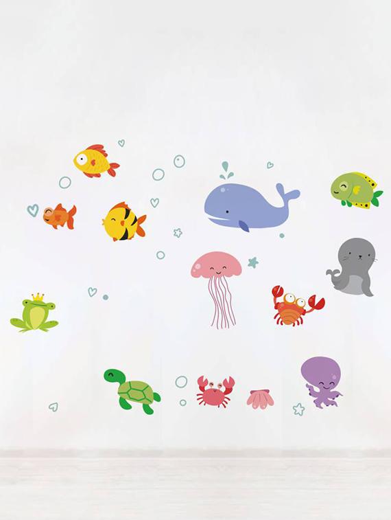 Rawpockets Wall Decals ' Kids Room : Under Water Aquarium ' Wall stickers (PVC Vinyl) Multicolour - 15733862 - Zoom Image - 3