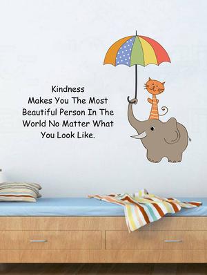 Rawpockets Wall Decals ' Kindness Quote and Cartoon ' Wall stickers (PVC Vinyl) Multicolour - 15733868 - Standard Image - 3