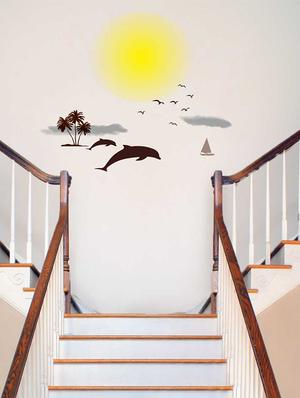 Rawpockets Wall Decals ' Beach and Sunset Story ' Wall stickers (PVC Vinyl) Multicolour - 15733869 - Standard Image - 3