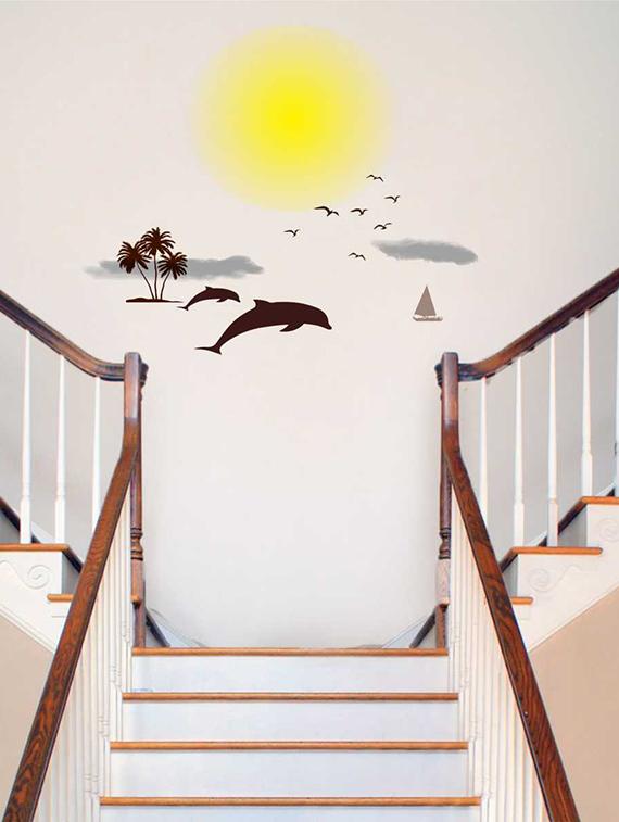 Rawpockets Wall Decals ' Beach and Sunset Story ' Wall stickers (PVC Vinyl) Multicolour - 15733869 - Zoom Image - 3