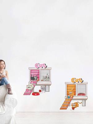 Rawpockets Wall Decals ' Cat House ' Wall stickers (PVC Vinyl) Multicolour - 15733876 - Standard Image - 3