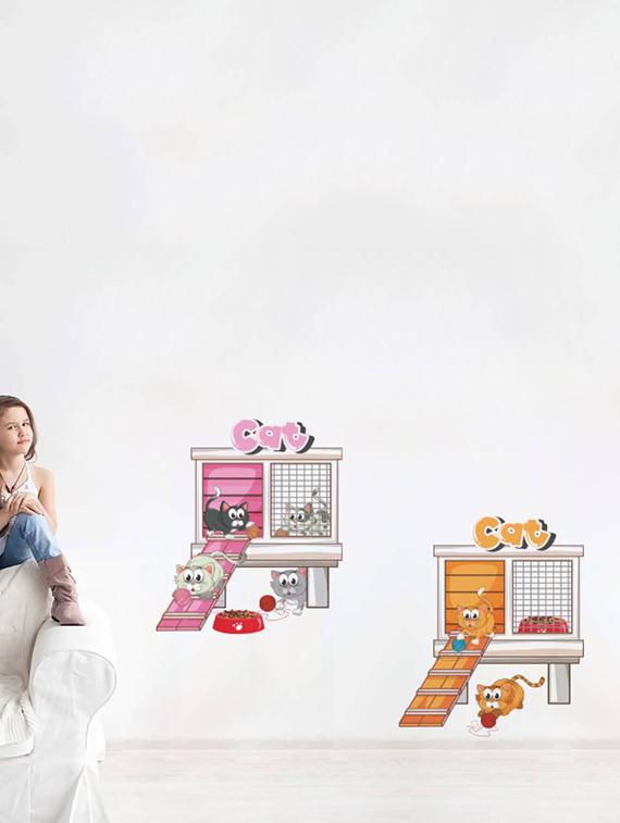 Rawpockets Wall Decals ' Cat House ' Wall stickers (PVC Vinyl) Multicolour - 15733876 - Zoom Image - 3