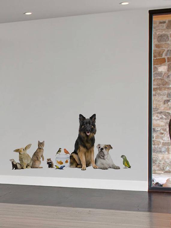 Rawpockets Wall Decals ' Living Room Pet Familiy ' Wall stickers (PVC Vinyl) Multicolour - 15733886 - Zoom Image - 3
