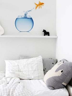 Rawpockets Wall Decals ' Living Room Fish Jumping From Pot ' Wall stickers (PVC Vinyl) Multicolour - 15733891 - Standard Image - 3