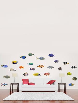 Rawpockets Wall Decals ' Living Room Fish Family ' Wall stickers (PVC Vinyl) Multicolour - 15733893 - Standard Image - 3