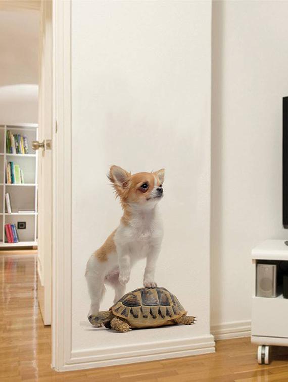 Rawpockets Wall Decals ' Dog and Tortoise ' Wall stickers (PVC Vinyl) Multicolour - 15733898 - Zoom Image - 3