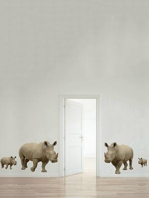 Rawpockets Wall Decals ' Rhinoceros Family ' Wall stickers (PVC Vinyl) Multicolour - 15733906 - Standard Image - 3