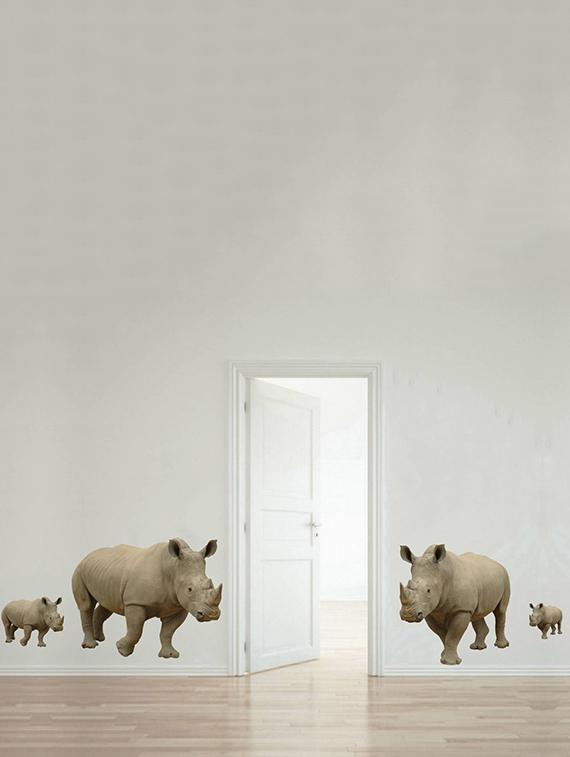 Rawpockets Wall Decals ' Rhinoceros Family ' Wall stickers (PVC Vinyl) Multicolour - 15733906 - Zoom Image - 3
