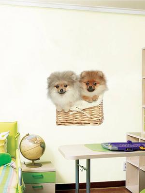 Rawpockets Wall Decals ' Cute Puppies on Basket ' Wall stickers (PVC Vinyl) Multicolour - 15733907 - Standard Image - 3