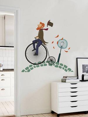 Rawpockets Wall Decals ' Beard Man on Big Cycle ' Wall stickers (PVC Vinyl) Multicolour - 15733917 - Standard Image - 3