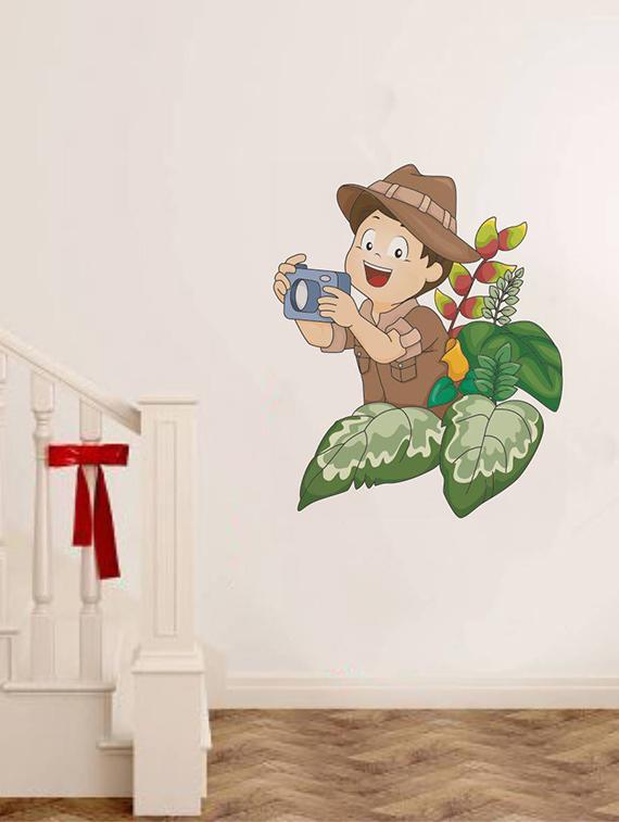Rawpockets Wall Decals ' Cute Boy with Camera ' Wall stickers (PVC Vinyl) Multicolour - 15733920 - Zoom Image - 3