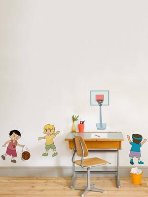 Rawpockets Wall Decals ' Kids Playing Basketball Game ' Wall stickers (PVC Vinyl) Multicolour - 15733921 - Standard Image - 3