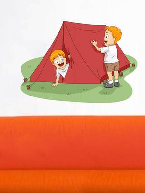 Rawpockets Wall Decals ' Kids and Tent ' Wall stickers (PVC Vinyl) Multicolour - 15733925 - Standard Image - 3