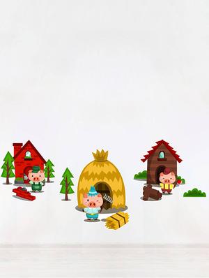 Rawpockets Wall Decals ' Pig House Story ' Wall stickers (PVC Vinyl) Multicolour - 15733927 - Standard Image - 3