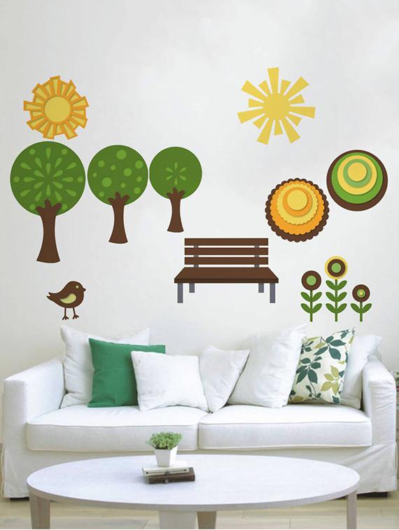 Rawpockets Wall Decals ' Natural Park ' Wall stickers (PVC Vinyl) Multicolour - 15733928 - Zoom Image - 3
