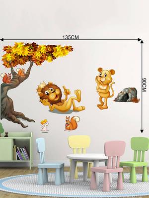 Rawpockets Wall Decals ' Jungle Animals Story for Kids Room ' Wall stickers (PVC Vinyl) Multicolour - 15733932 - Standard Image - 3