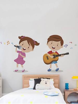 Rawpockets Wall Decals ' Boy and Girl Music Fun ' Wall stickers (PVC Vinyl) Multicolour - 15733934 - Standard Image - 3