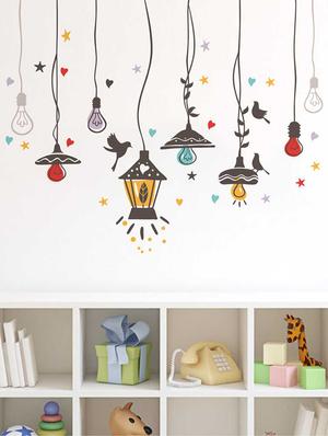 Rawpockets Wall Decals ' Birds Nest and Lights Sparkling ' Wall stickers (PVC Vinyl) Multicolour - 15733941 - Standard Image - 3