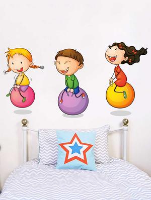 Rawpockets Wall Decals ' Kids Playing Ball Game ' Wall stickers (PVC Vinyl) Multicolour - 15733942 - Standard Image - 3