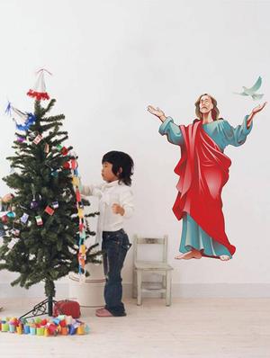 Rawpockets Wall Decals ' Lord Jesus and Peaceful Bird ' Wall stickers (PVC Vinyl) Multicolour - 15733943 - Standard Image - 3