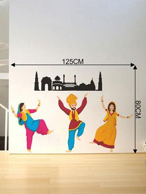 Rawpockets Wall Decals ' Indian Ethnic Bhangra Dance ' Wall stickers (PVC Vinyl) Multicolour - 15733961 - Standard Image - 3