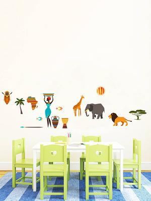 Rawpockets Wall Decals ' African Tribe Story ' Wall stickers (PVC Vinyl) Multicolour - 15734021 - Standard Image - 3