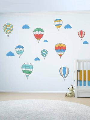 Rawpockets Wall Decals ' Air Ballon Story - Kid's Room ' Wall stickers (PVC Vinyl) Multicolour - 15734027 - Standard Image - 3