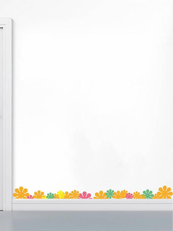 Rawpockets Wall Decals ' Flowers Border Decorative ' Wall stickers (PVC Vinyl) Multicolour - 15734031 - Zoom Image - 3