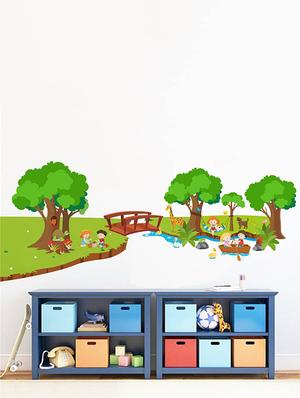 Rawpockets Wall Decals ' River and Park for Children - Kid's Room ' Wall stickers (PVC Vinyl) Multicolour - 15734032 - Standard Image - 3
