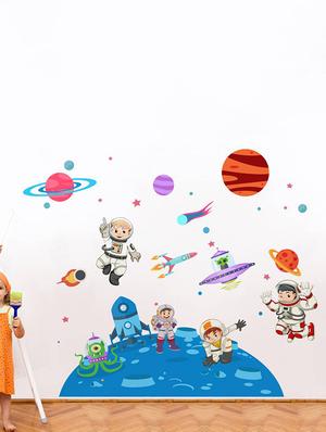 Rawpockets Wall Decals ' Kid's on Space - Kid's Room ' Wall stickers (PVC Vinyl) Multicolour - 15734033 - Standard Image - 3