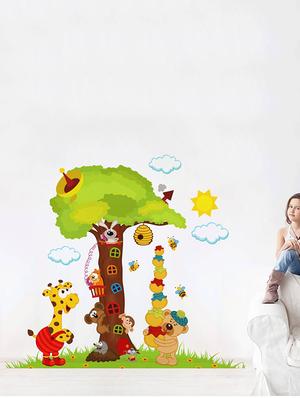 Rawpockets Wall Decals ' Big Tree and Animals Cartoon - Kid's Room ' Wall stickers (PVC Vinyl) Multicolour - 15734034 - Standard Image - 3
