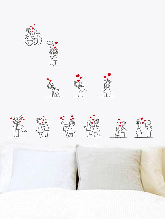 Rawpockets Wall Decals ' Beautiful Love Story ' Wall stickers (PVC Vinyl) Multicolour - 15734043 - Zoom Image - 3