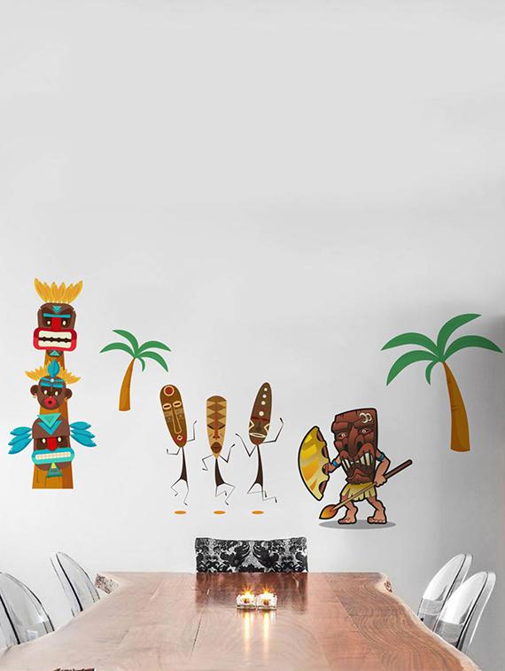 Rawpockets Wall Decals ' African Tribal Story ' Wall stickers (PVC Vinyl) Multicolour - 15734044 - Zoom Image - 3