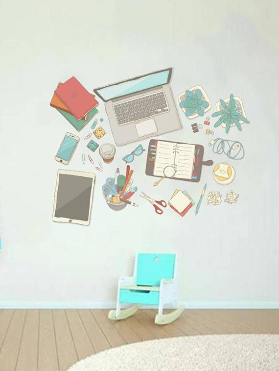 Rawpockets Wall Decals ' Today's Modern Gadgets ' Wall stickers (PVC Vinyl) Multicolour - 15734045 - Zoom Image - 3