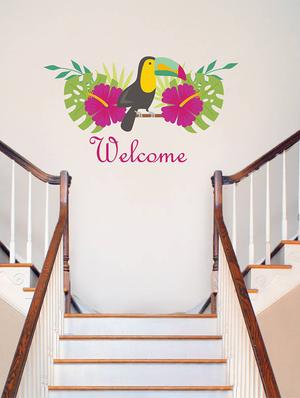 Rawpockets Wall Decals ' Welcome with Bird - Living Room ' Wall stickers (PVC Vinyl) Multicolour - 15734048 - Standard Image - 3