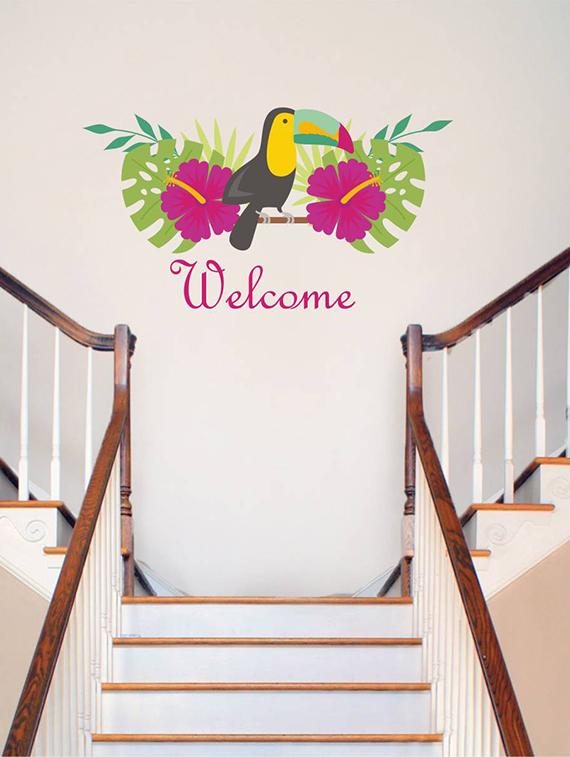 Rawpockets Wall Decals ' Welcome with Bird - Living Room ' Wall stickers (PVC Vinyl) Multicolour - 15734048 - Zoom Image - 3